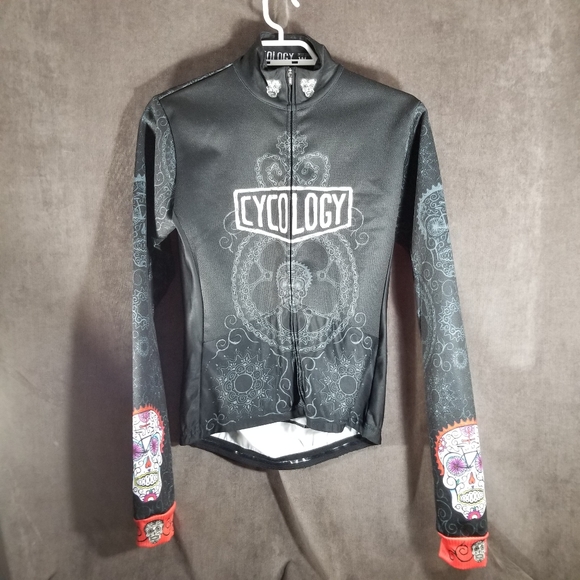 Cycology Tops - Cycology Performance Day of the Living Long Sleeve MTB Zip Jersey VG+ M Skulls